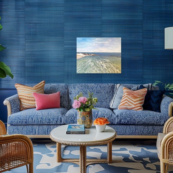 "Rippling Waters of Hartwell Beach" Hand Painted in Acrylic on a 22 X 27 Canvas - Picture 2 of 6